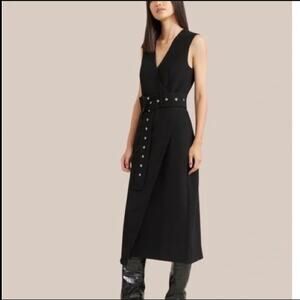 Modern Citizen Jisoo Belted V-Neck Wrap Midi Dress – Black – XL